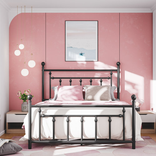 Laurel Foundry Modern Farmhouse Edsall Metal Bed with Headboard and
